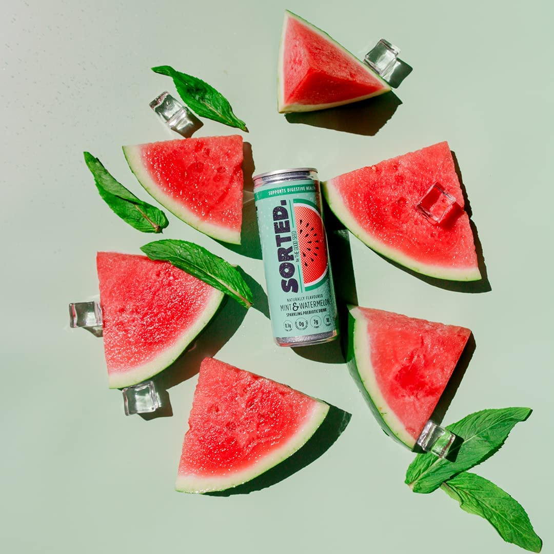 SORTED. Mint & Watermelon Prebiotic Soft Drink | Boosts Gut Health | High-Fibre, 99.9% Sugar-Free, Low Carb, Low Calories | 12X250Ml Cans image number 3