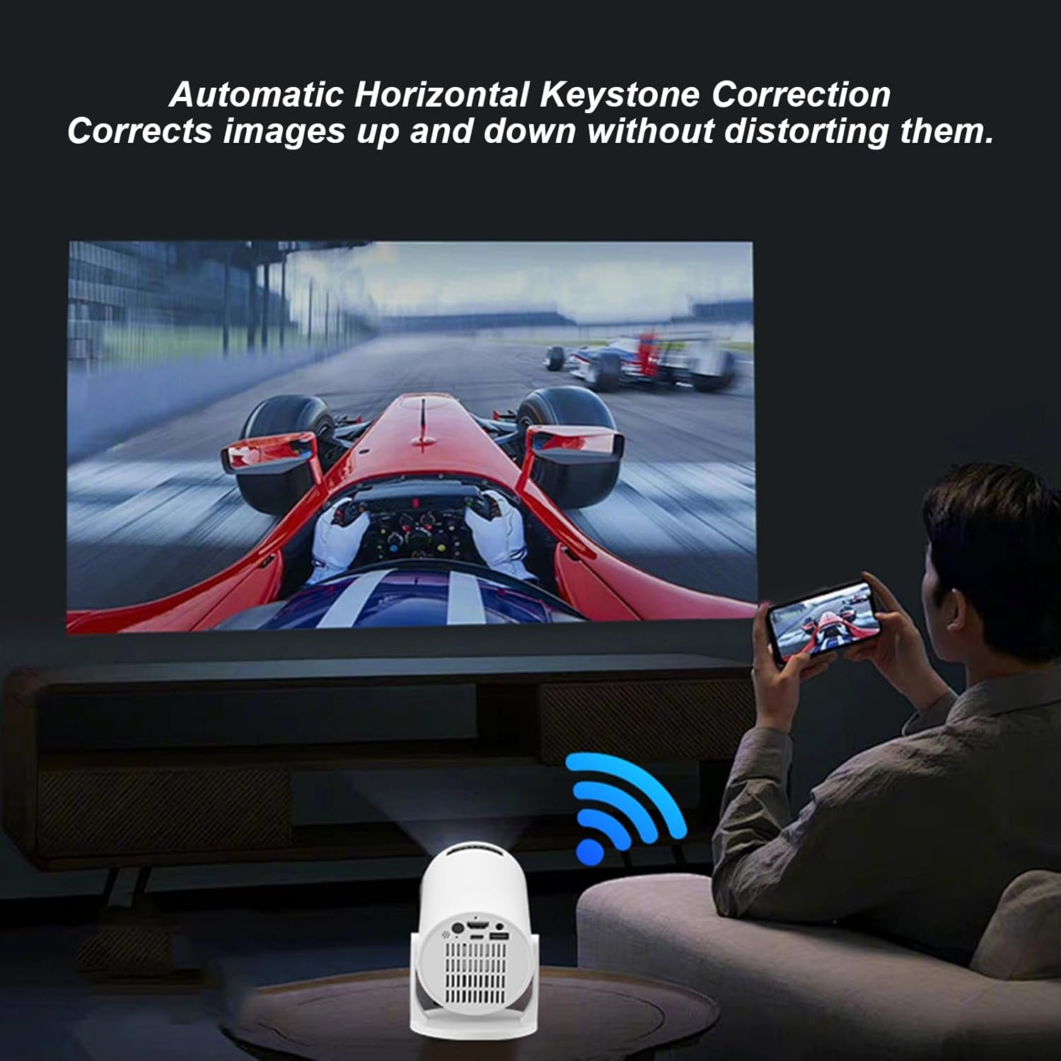 Goshyda Full HD 1080P Bluetooth Projector Portable Outdoor TV Stick Support Same Screen Wired and Wireless (White) image number 3
