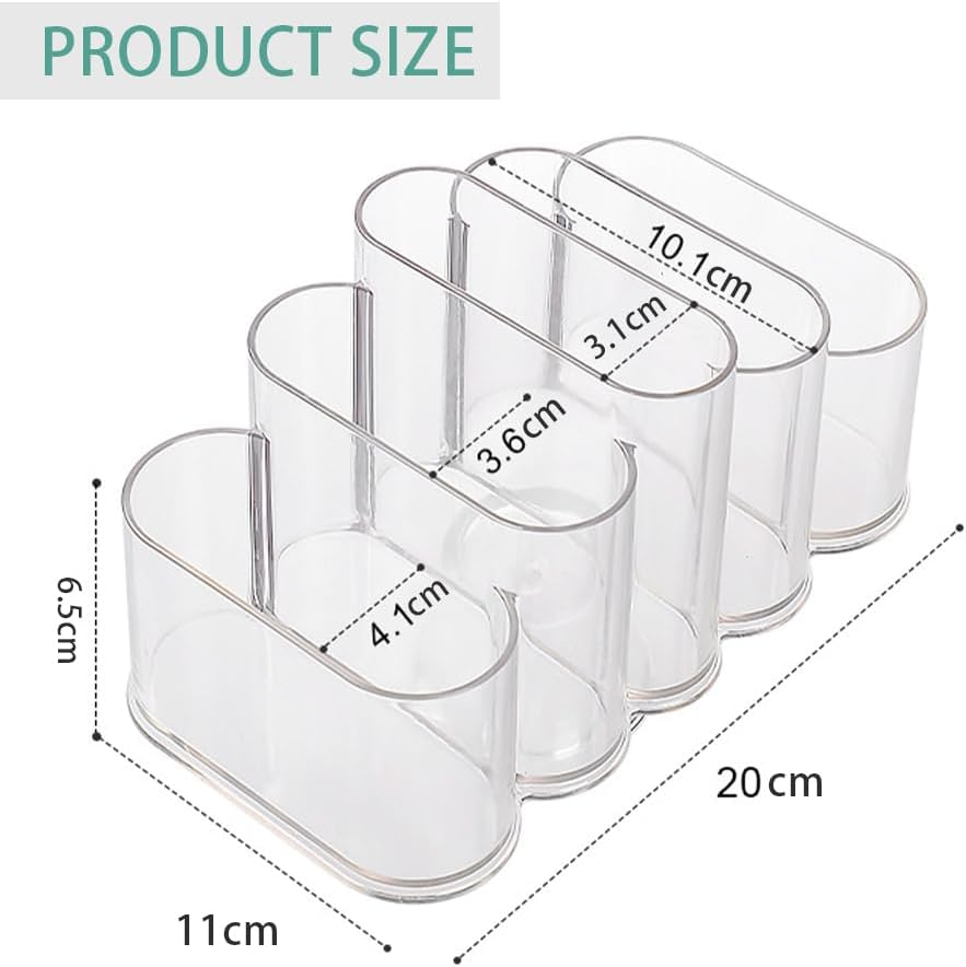 2-Pack Transparent Desktop Pen Holder, Plastic Storage Box, Sundries Storage Rack for Markers, Ballpoint Pens, Stationery, Crayons, Suitable for Home, Office Supplies, Desktop Storage image number 4