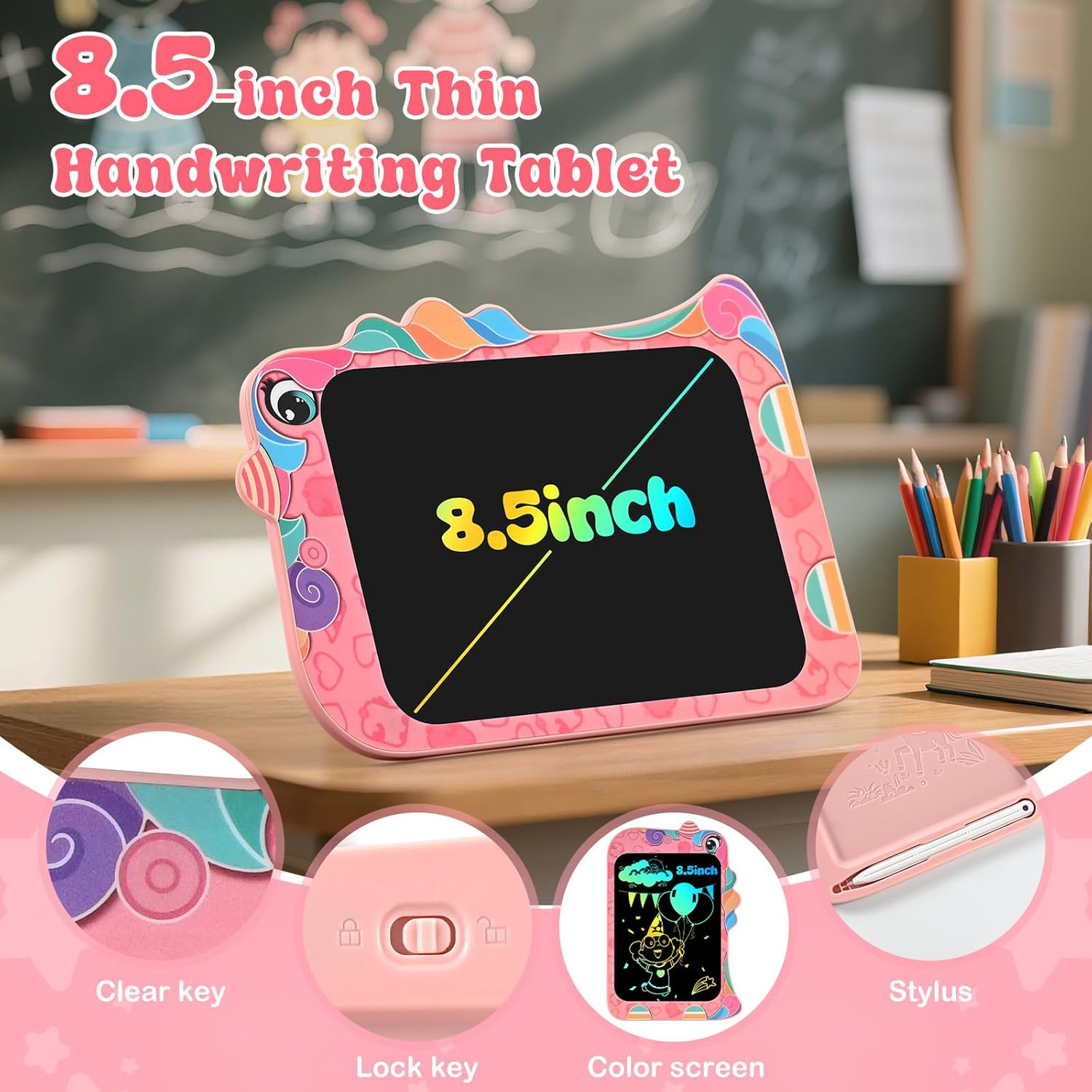 Eoocoo Girls Unicorn Toys, Toddler Baby Gifts, 8.5 Inch Colorful LCD Writing Tablet, Doodle Board Drawing Tablet, Erasable Reusable Doodle Pad, Birthday Gifts for Kids 3-6 Years Old Girls Boys image number 5