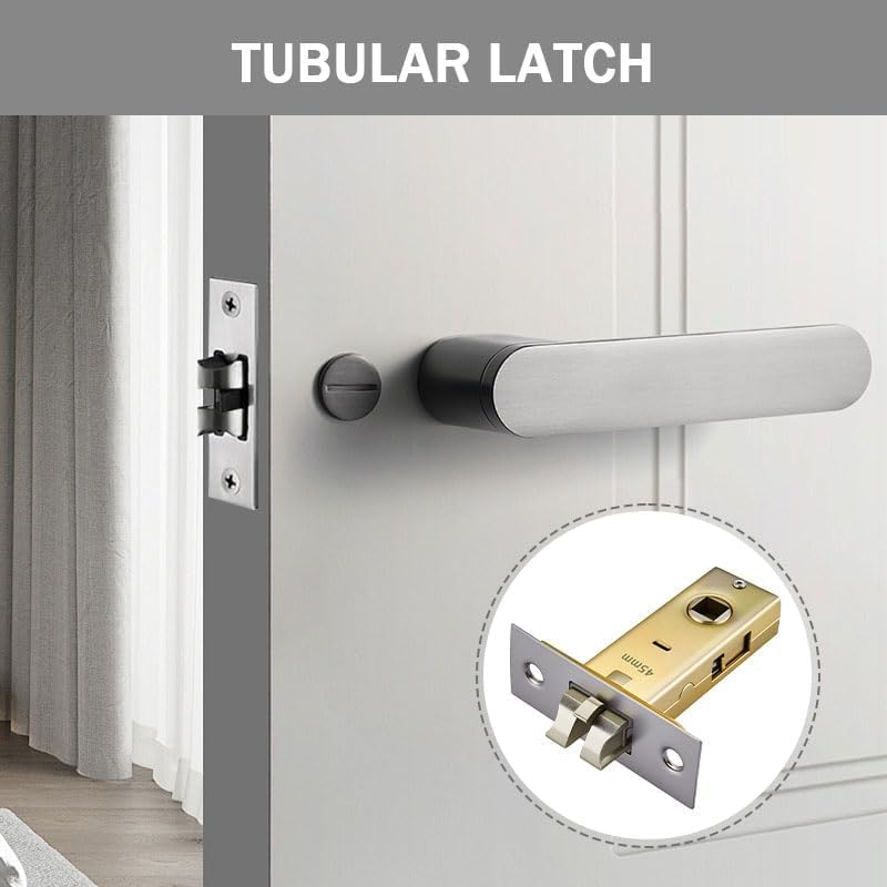 60Mm Mute Tubular Mortice Latch with Stainless Steel Faceplate for Internal Doors, Fits Lever Handles image number 5
