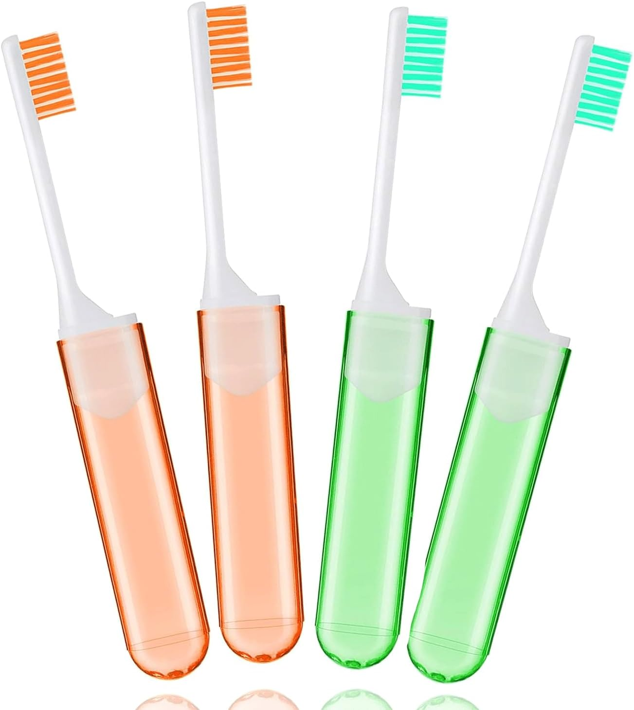 4 Pieces Travel Folding Toothbrush, Mini Small Size Manual Toothbrushes for Fragile Gums Orthodontic Braces Dental Care Adult Kid Portable Case for Camping Travel. (Pink,Orange,Green,Blue)