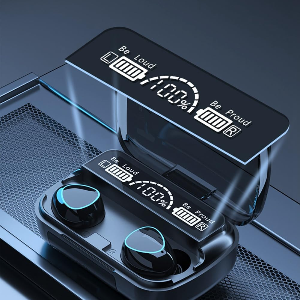 ISTOVO Wireless Headset Bluetooth V5.1 LED Display Stereo Mini Earbud Headset with Microphone Hands-Free Headset,Green image number 6