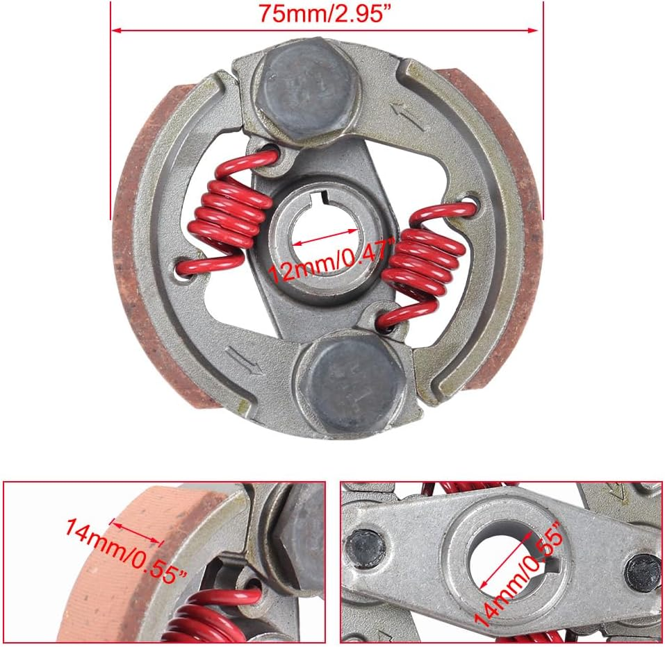 Heavy Duty Clutch Pad & Extra 2 Springs 43Cc 47Cc 49Cc 50Cc 2-Stroke Engine Racing Clutch Pads for Mini Moto Pocket Rocket Kid Bike ATV SYX Moto Red image number 6