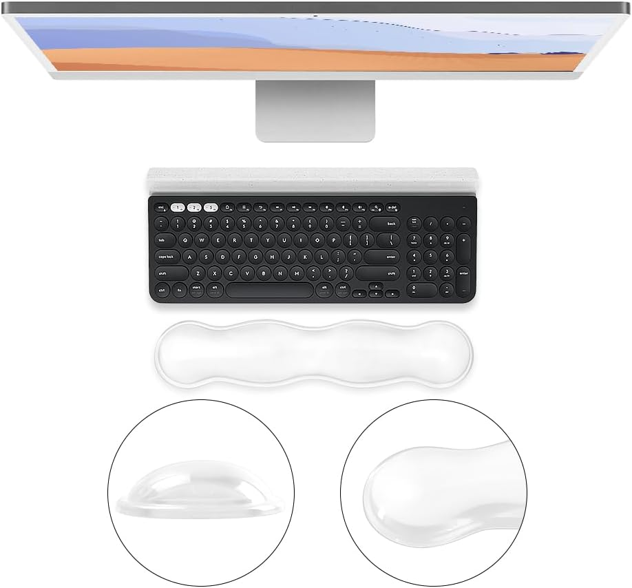 Soft Keyboard Wrist Rest Pad 14.29" Comfort Cool Silicone Gel Cushion Typing Gaming Wrist Pain Relief Support Pad for Macbook Magic Keyboard Other Keyboards Office & Home Accessories (Clear) image number 5