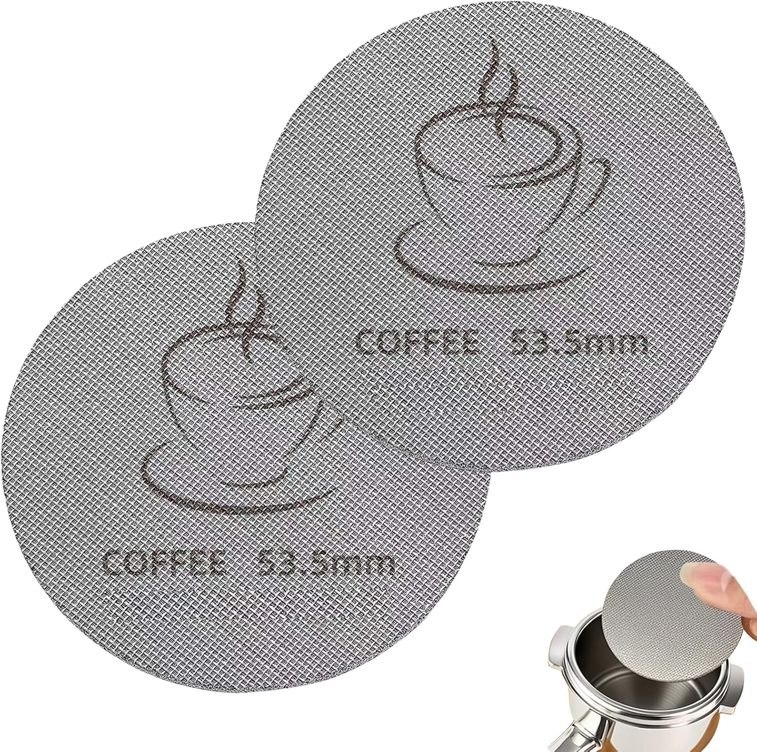 Tzylomirx 2Pcs 53Mm Puck Screen - 1.7Mm Thickness 150&Mu;m, Compatible with Coffee Machines, 316 Stainless Steel Coffee Filter for Espresso, 53Mm Portafilter Filter Basket image number 5