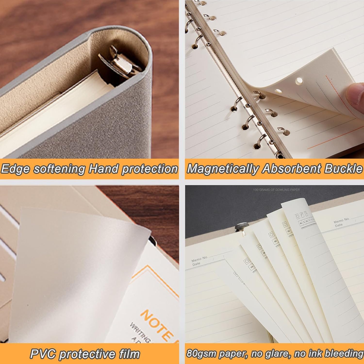 A5 Journal Refillable Lined 200 Pages Paper Handmade PU Journal/Writing Notebook Diary/Bound Daily Notepad for Men & Women Medium, Writing Pad (Gray) image number 6