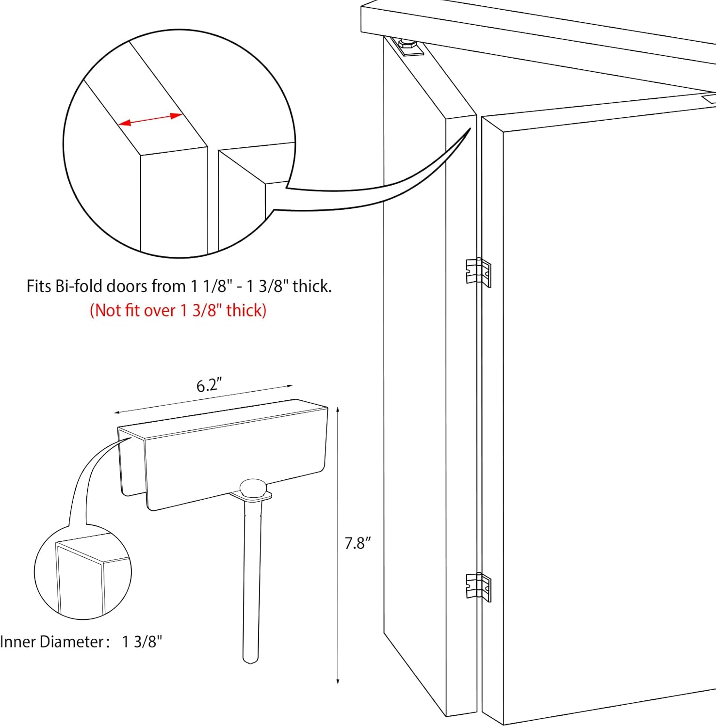 Metal Bifold Door Lock - Double Door Child Safety Locks Keep Toddler, Cats&Dogs Out of Closets, Cabinets, Pantry - No Need Install (2PC) image number 3