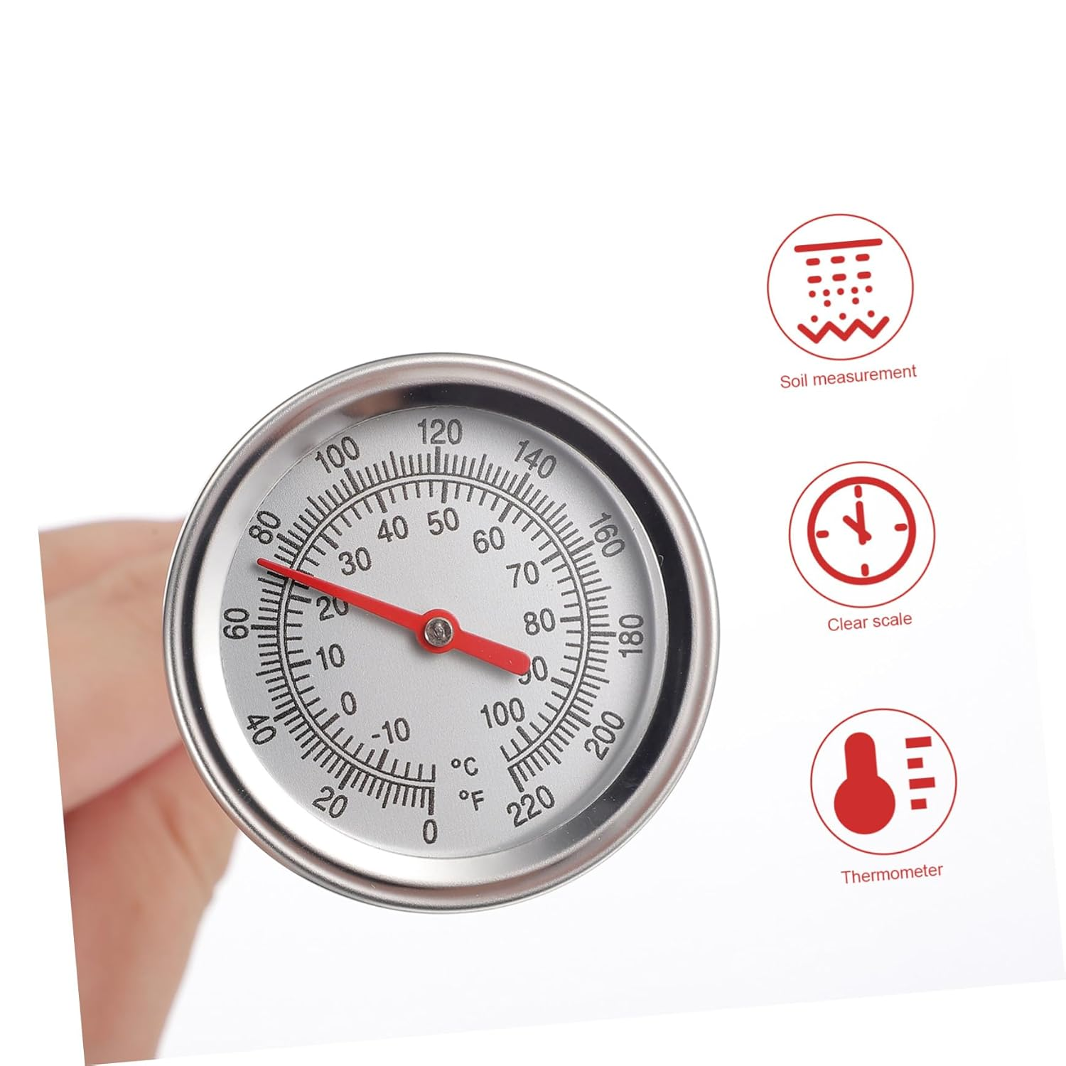 UPKOCH Stainless Steel Compost Thermometer Probe Temperature Measuring Tool for Soil Gardening Read with Extended Probe for Accurate Outdoor Soil Temperature Detection