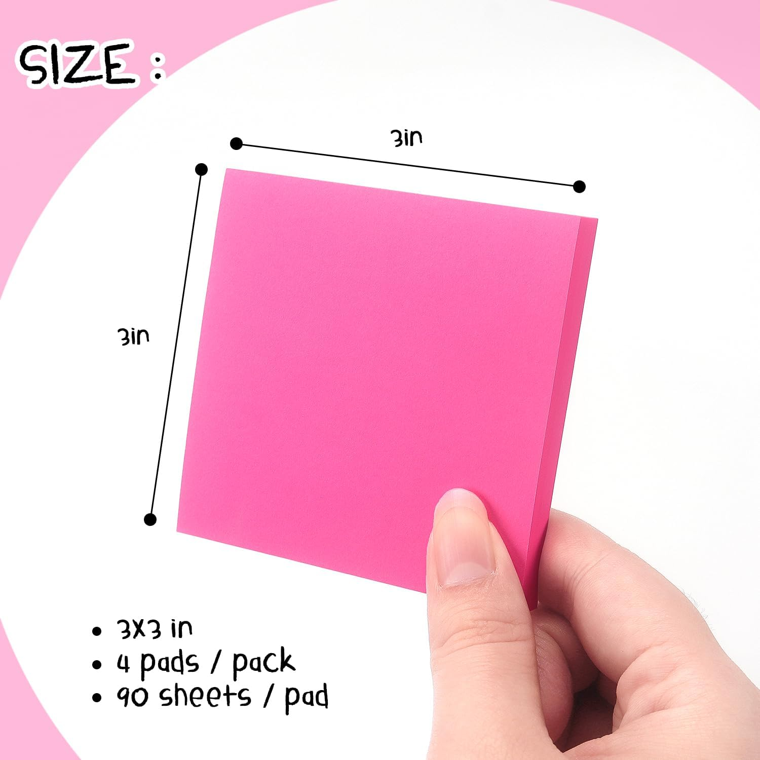 Sticky Notes 3X3 Pop up Self-Stick Notes Pads with Bright Colors, Easy to Post for Office, School, Home, 4 Pads/Pack, 90 Sheets/Pad (Rose Red) - Green image number 5