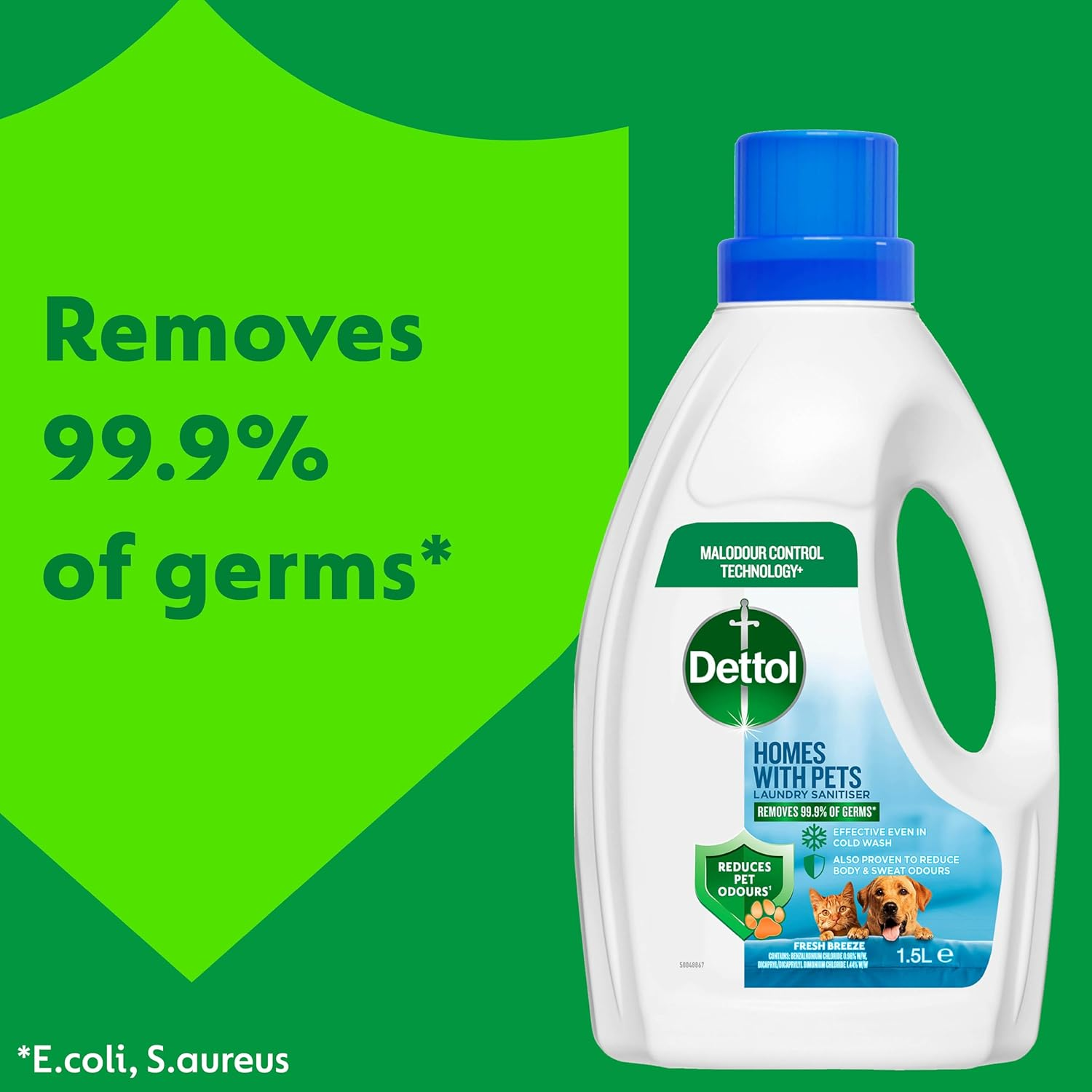 Dettol Homes with Pets Laundry Sanitiser Fresh Breeze 1.5L image number 2