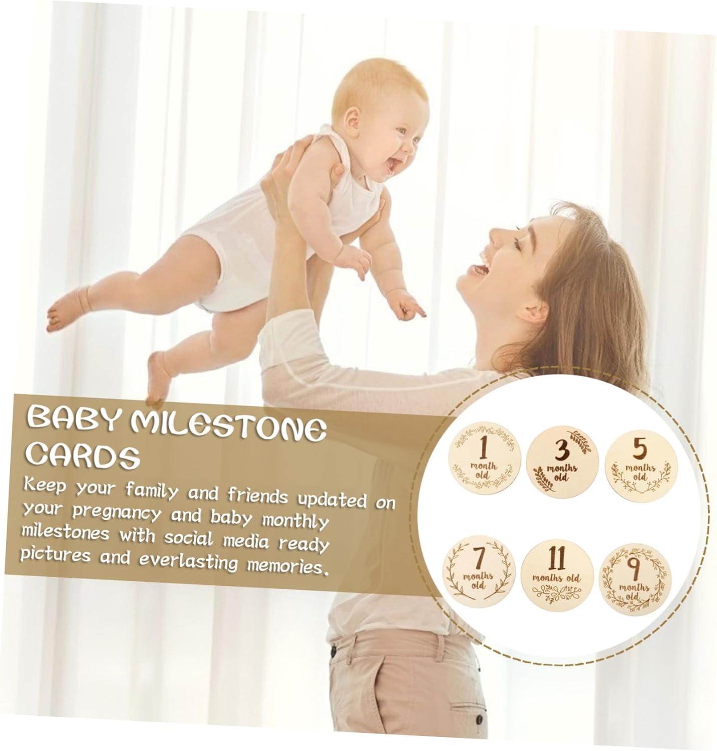 UPKOCH 6Pcs Monthly Cards Double-Sided Boy Girl Milestone Cards Photography Props for Newborn Photoshoot