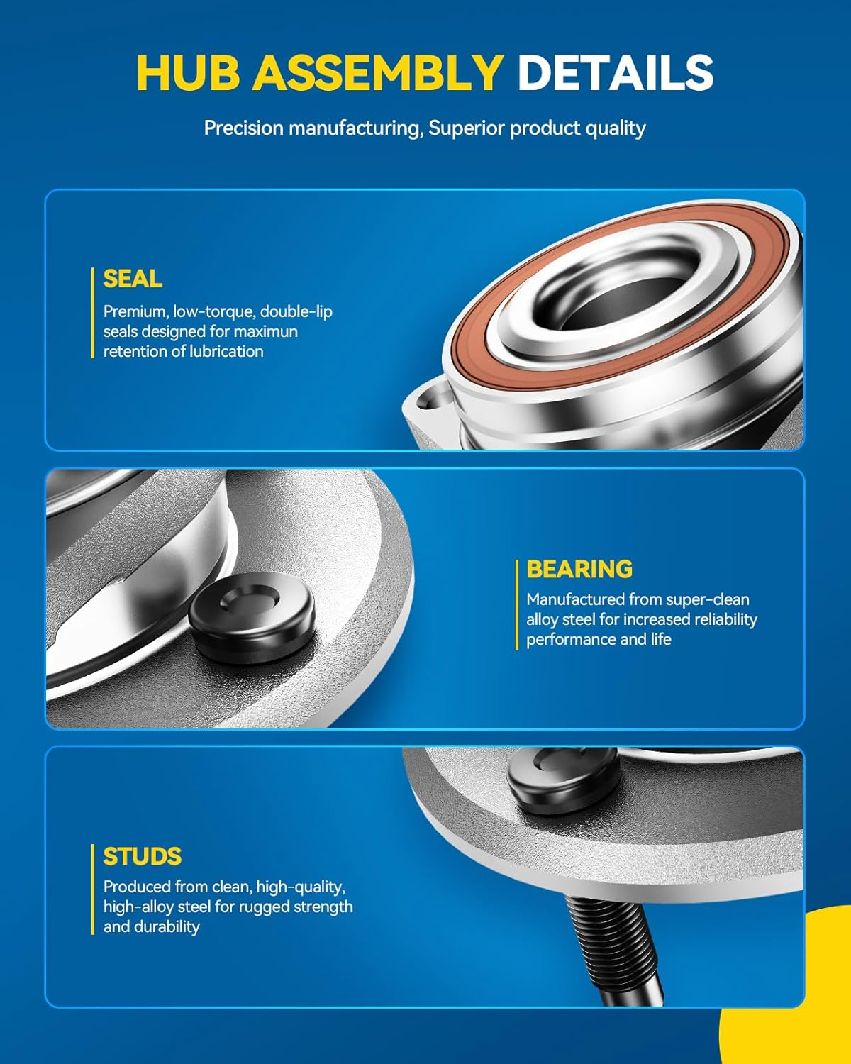 PHILTOP 512320 Rear Wheel Hub Assembly Fit for Honda Odyssey 2005-2010, 5 Lugs Wheel Hub Bearings W/ABS image number 5