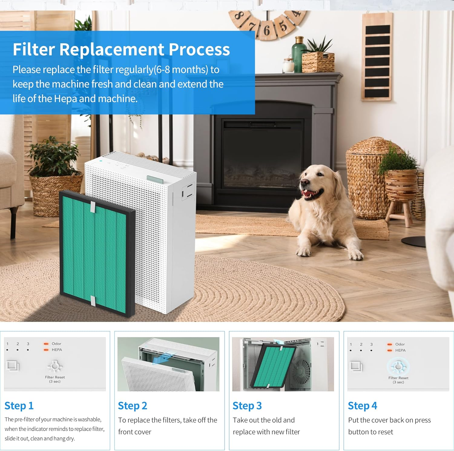 2 Pack Enhanced Filter Replacement 150 for Coway Airmega 150 Air Purifier, H13 Grade True HEPA and Activated Carbon Filter Set, AP-1019C-FP - Airmega 150 Upgraded Filter image number 4