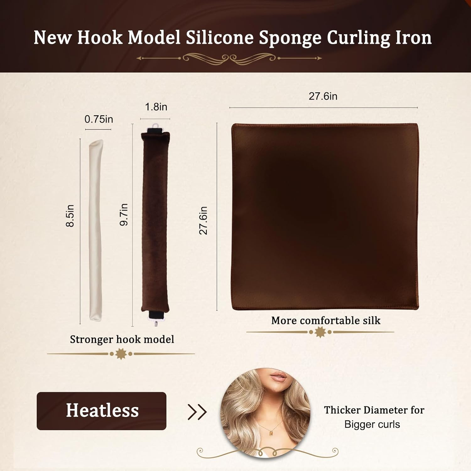 Flylipu Heatless Hair Curler, Heatless Curls Overnight Hair Curlers to Sleep in No Heat Hair Curler Curling Rod Headband Hair Rollers with Scarf, 4 Set Rod