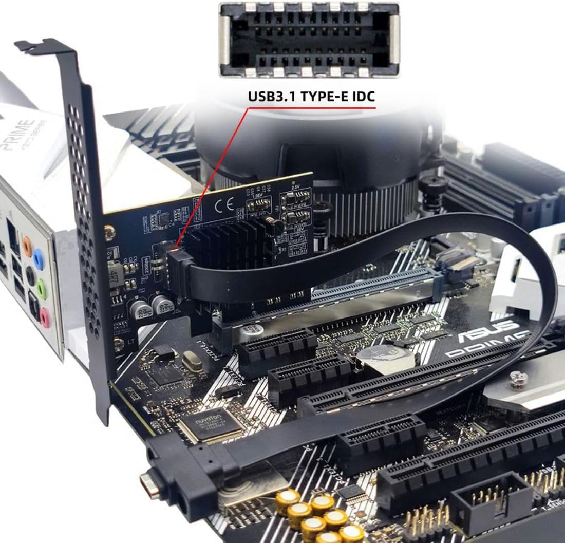 Chenyang USB 3.2 Gen2X2 Type-E Front Panel Socket to PCI-E 4X PCI Express Expansion Card Adapter