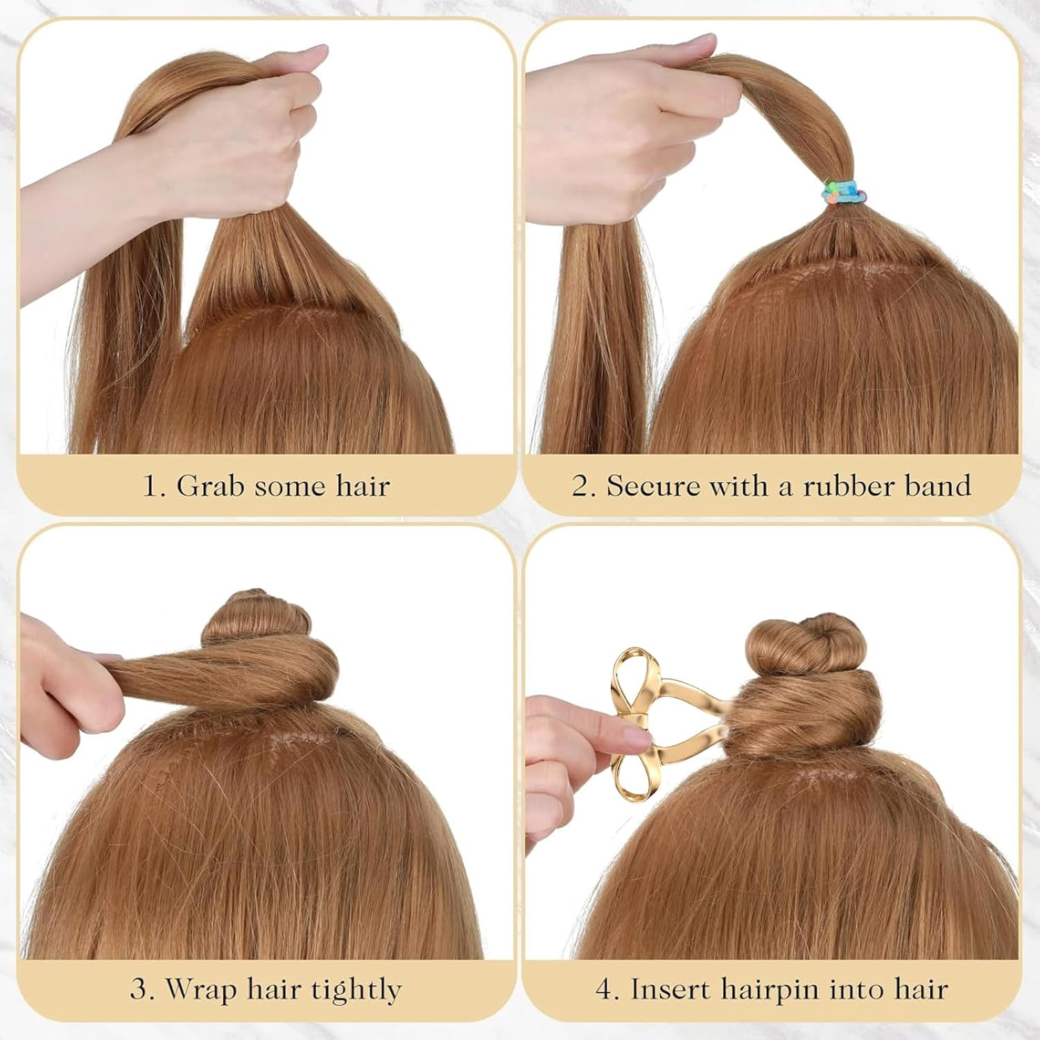 ASOMI 2 Pieces French Bow Hair Forks Vintage Style for Women Large U Shaped Metal Updo Hairpins for Long Thick Hair (Gold, Black) image number 3