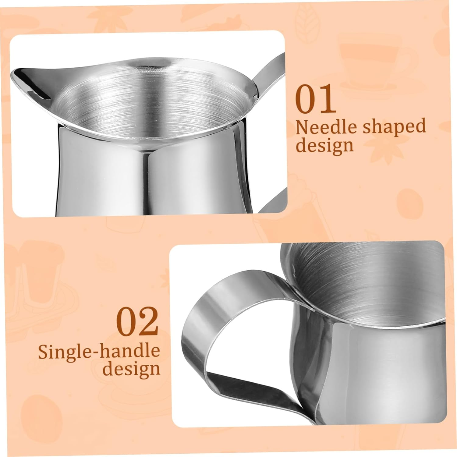 4Pcs Stainless Steel Milk Cups Small Espresso Shots Pitcher for Coffee Frothing Latte Art Serving Condiments Stylish Creamer for Home Bar