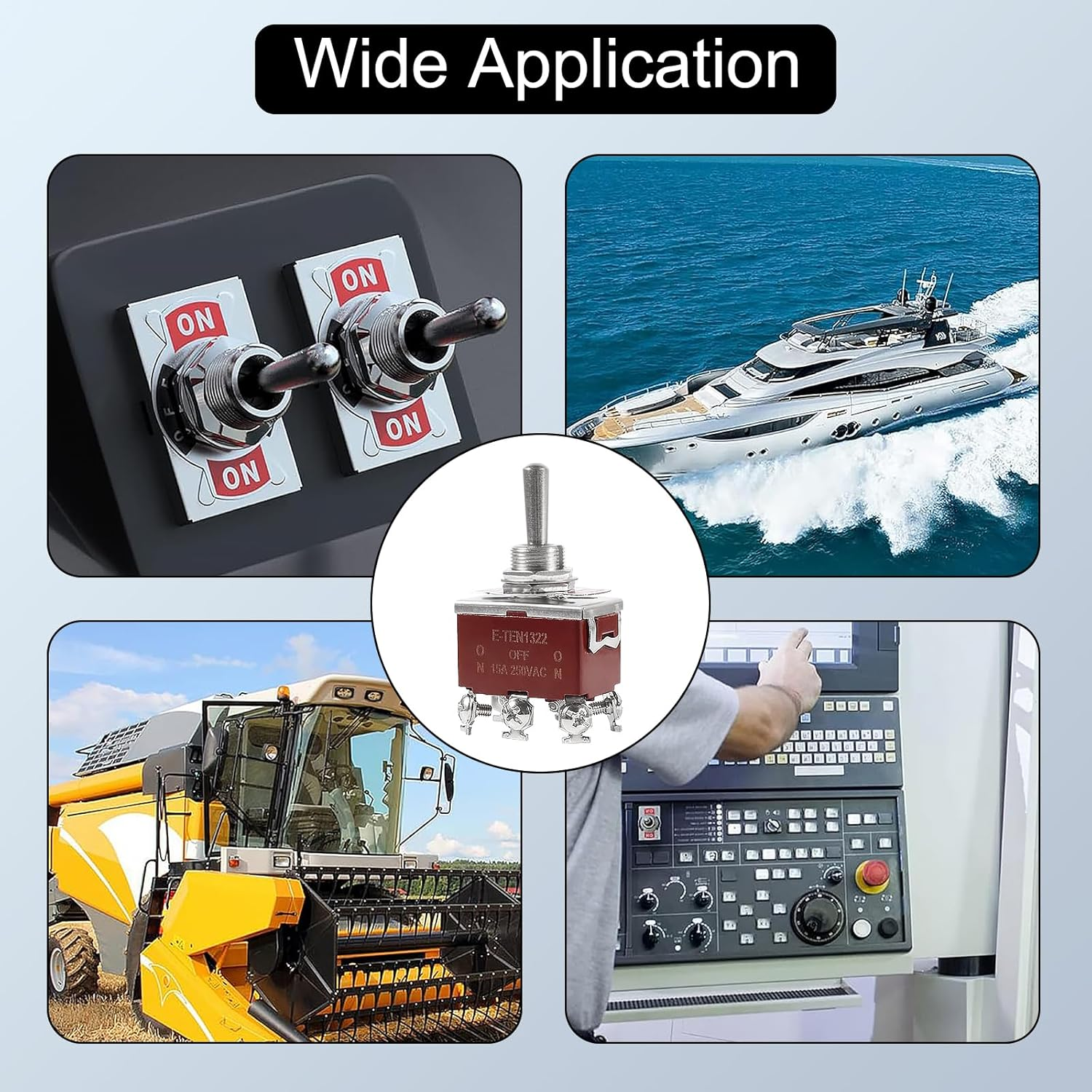 Waterproof Toggle Switch on off 2 Pin SPST DC 12V 30A Marine Toggle Switchat for Car Auto Truck Boat - 5 Pack (（On）-Off-（On）) - On-Off-On image number 4