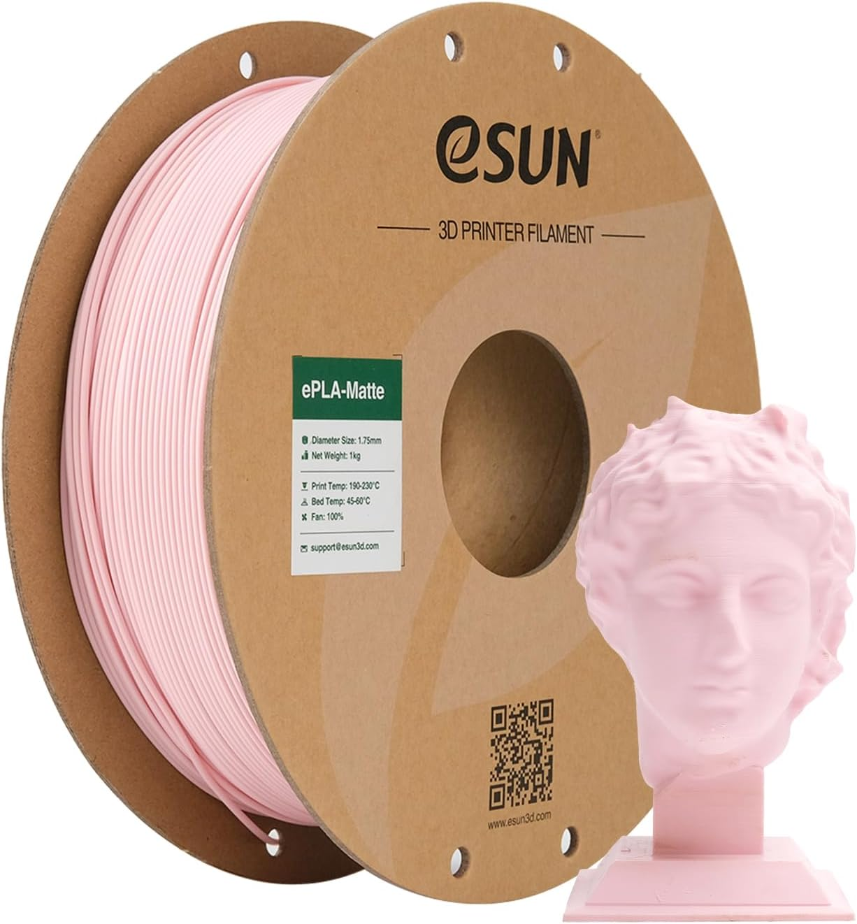 Esun Upgraded Matte PLA Filament 1.75Mm, Matte PLA 3D Printer Filament, Dimensional Accuracy +/- 0.02Mm, 1KG Spool (2.2 LBS) 3D Printing Filament for 3D Printers, Matte Peach Pink image number 2