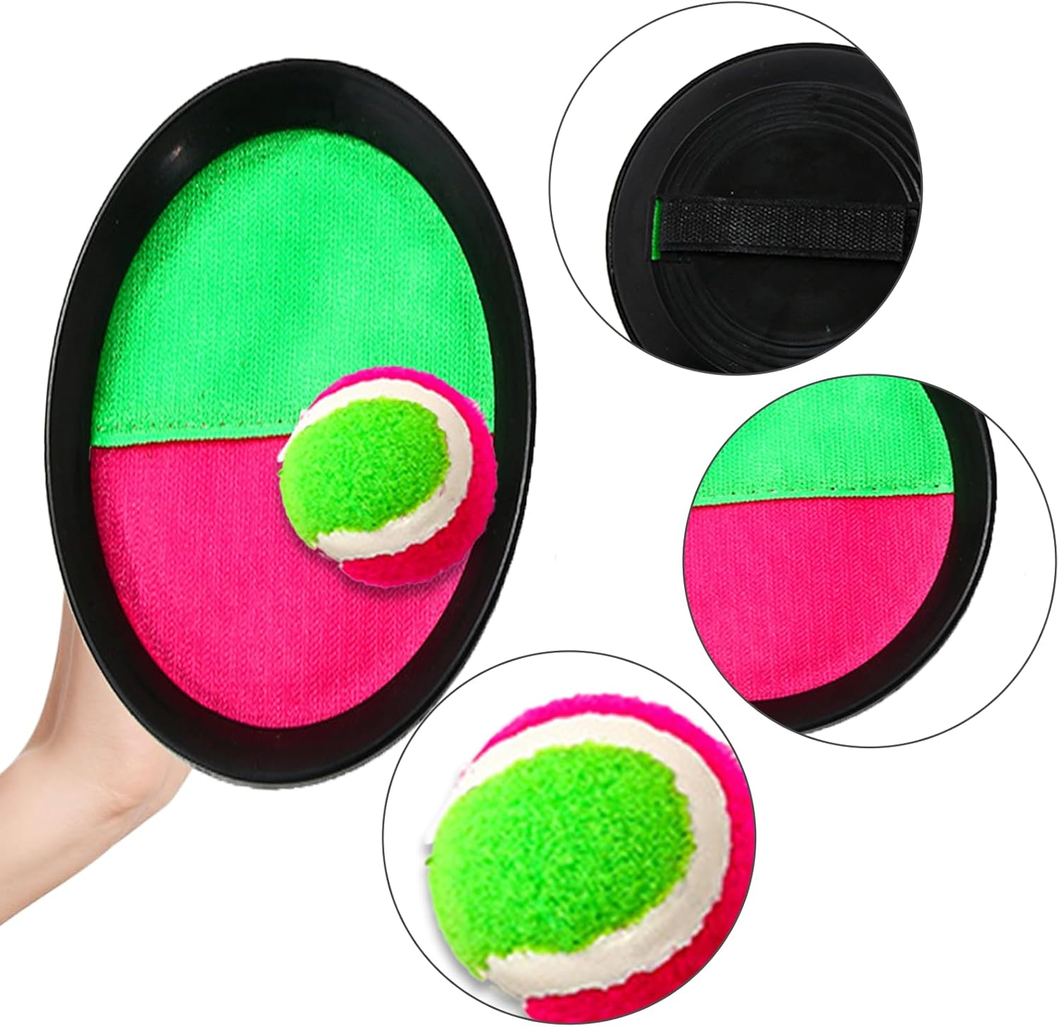 Woruykot Velcro Ball Pool Game, Outdoor Toy, Beach Toys, Outdoor Throwing Game, Velcro Ball Set with 4 Velcro Ball Paddles and 2 Velcro Balls, Ball Games for Outdoor Garden (Red) image number 6