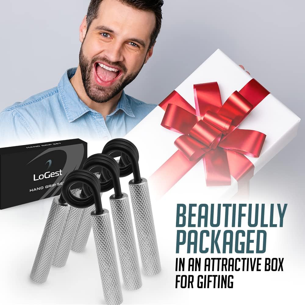 Logest Metal Hand Grip Set, No Slip Heavy-Duty Finger Strengthener with Gift Box, Great Wrist & Forearm Exercise, for Home Office & Gym Use, for Beginners to Professionals - 100Lb-350Lb (6 Pack) image number 2