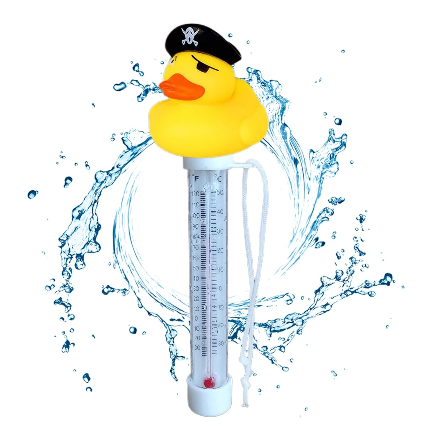 Floating Pool Thermometer, Cute Duck Design Water Temperature Gauge, Shatter-Proof Thermometer with String for Swimming Pools, Ice Baths, Hot Tubs, Cold Tubs, Ponds and Spas - Duck image number 5
