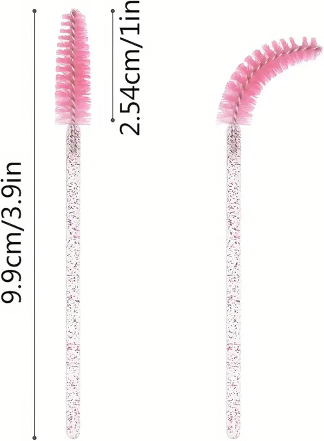 Crystal Eyebrow Spoolies Brush Set (100 Pcs, Pink) with Travel Case - Disposable Mascara Wands for Lash Extensions & Professional Use image number 4