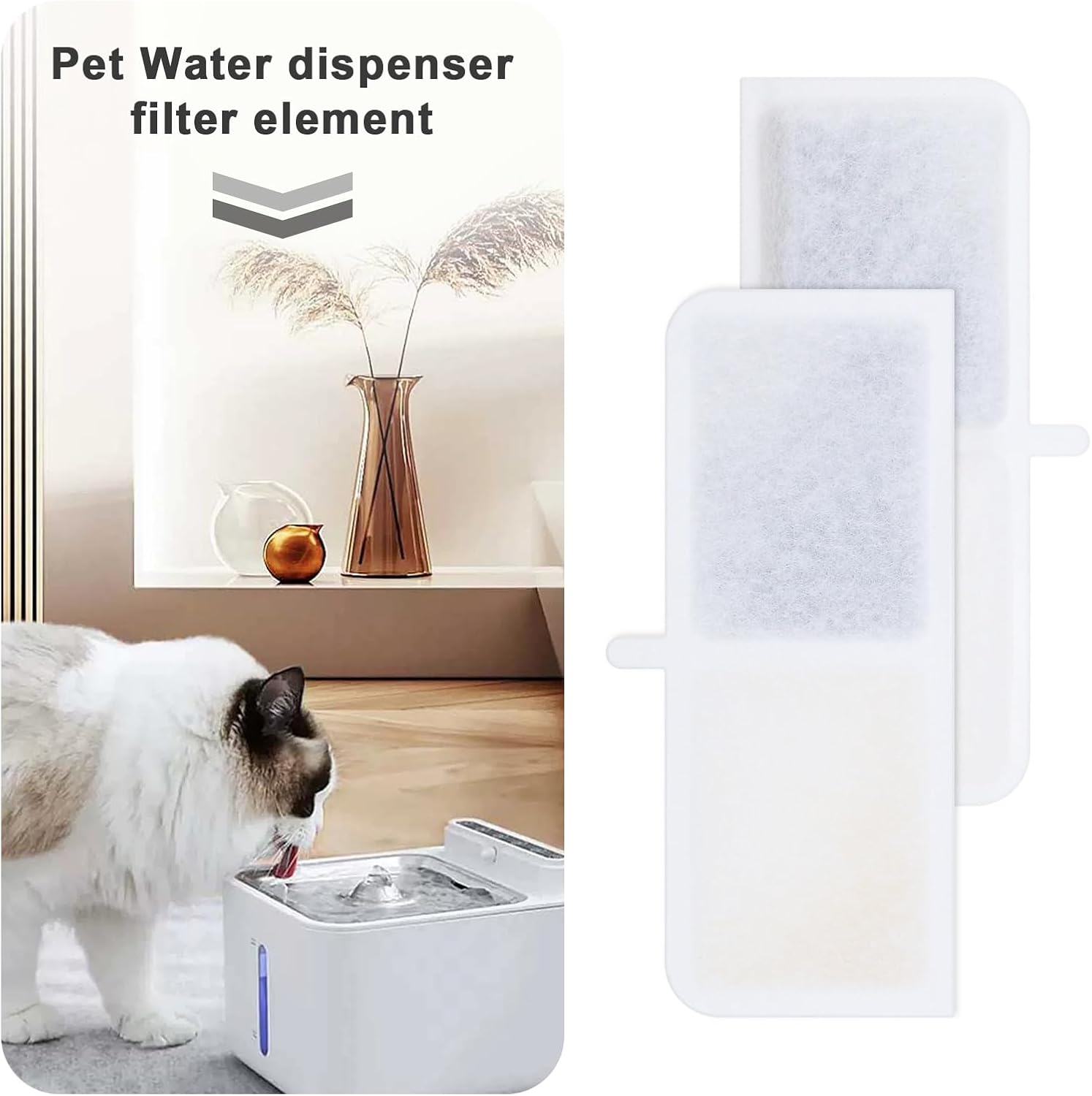 10Pcs Pet Water Dispenser Filter Element Cat Water Fountain Filters Pet Fountain Replacement Filter Compatible with 3.2L Fountain Water Dispenser image number 1