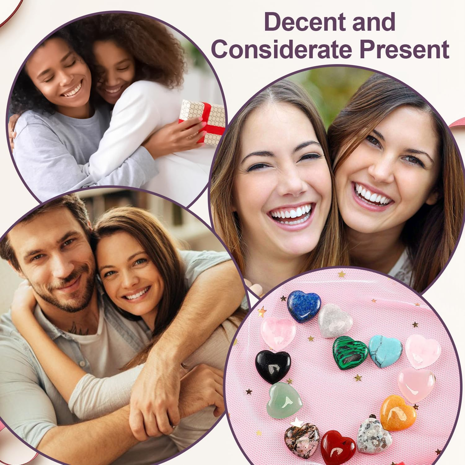 20Pcs Heart Stones, Funcyboo 0.8In Heart Shaped Healing Crystals Meditation Stone Love Crystal Stones for Women Mothers Day Valentines Day Anxiety Relieve Meditation Love Gift(Random Color) image number 2