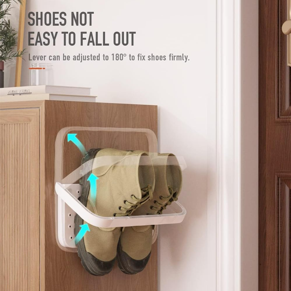 4Pcs Wall Mounted Shoes Rack,Wall Mounted Foldable Camper Shoe Organizer Shelf,Space-Saving Various Footwear Holder Essential Accessories for Travel Trailers,For Slippers,Leather Shoes,Sneaker image number 3