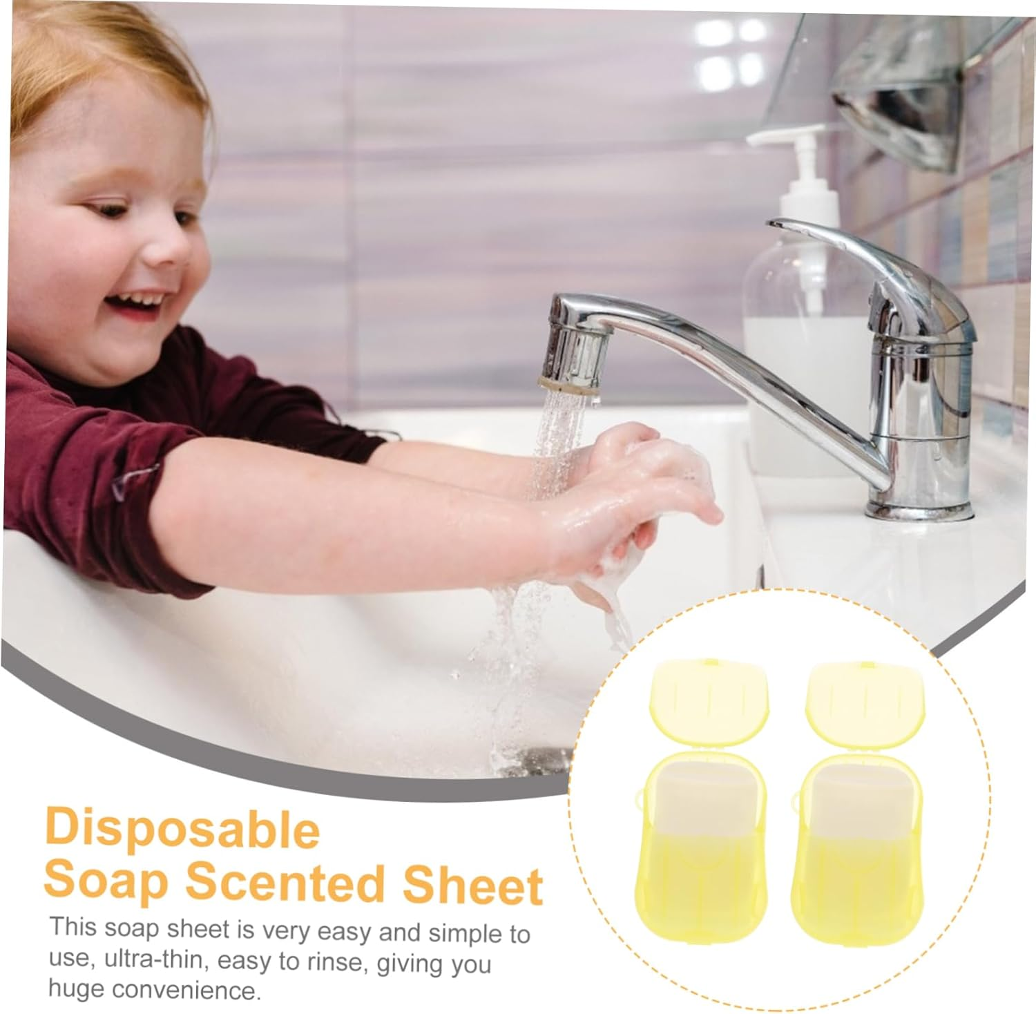 Kisangel Soap Flakes Travel Soap Travel Hand Soap Hand Cleaning Soap Portable Scented Soap Paper Hand Wash Soap Foam Hand Soap Travel Hand Foam Soap Plastic Pink - Yellow image number 4