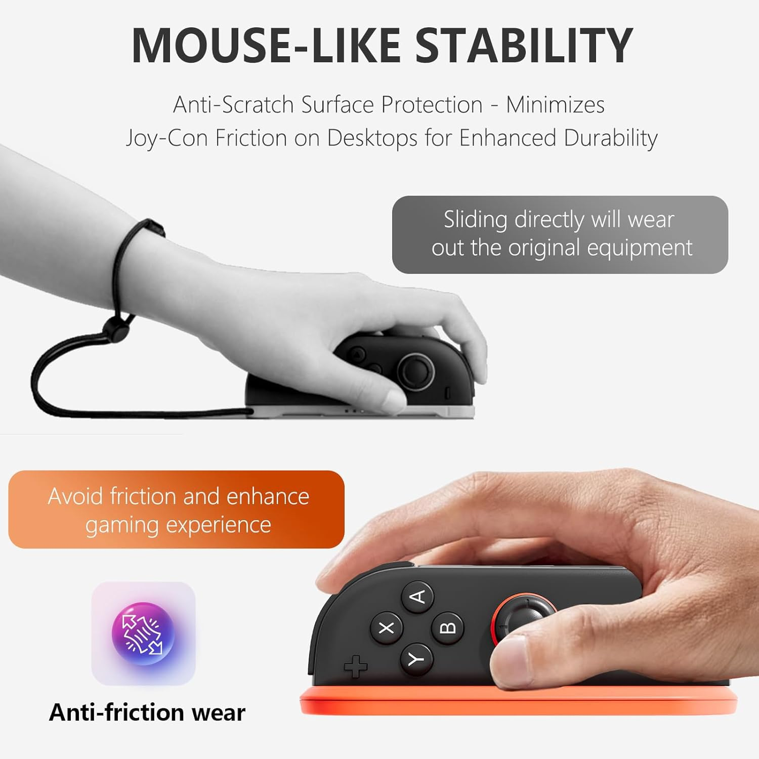 2 Pack Ergonomic FPS Mouse Grip for Nintendo Switch 2 Joy-Con &ndash; Precision Aim & Stable Control for Shooter Games &ndash; Left & Right Hand Grip Set for Enhanced Targeting, Blue&Orange image number 4