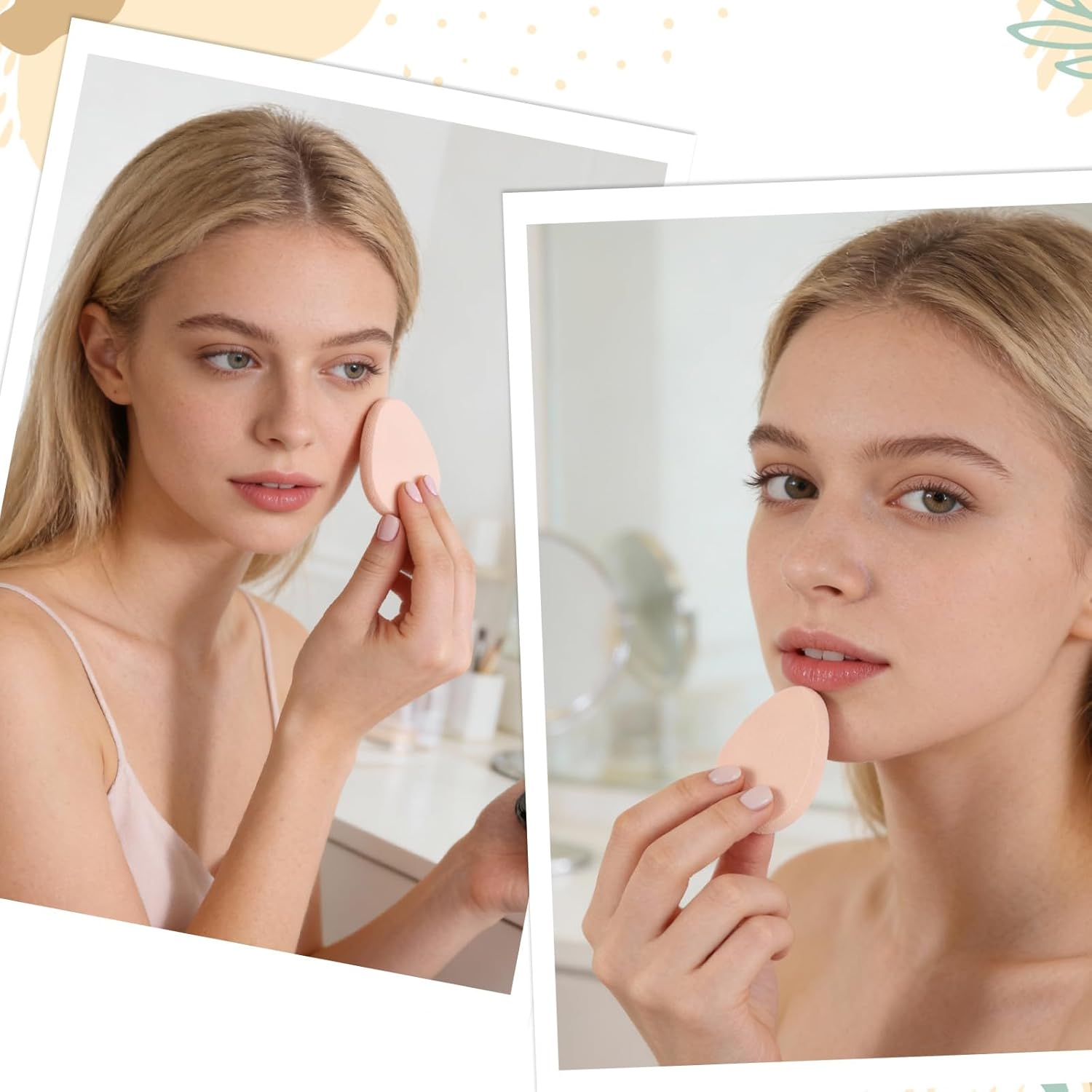 Elevatetech 10Pcs Flat Makeup Sponge Smooth Foundation Sponge Beige Cushion Foundation Puff Forfoundation Concealer and Teardrop Easy Soft Long-Lasting image number 3