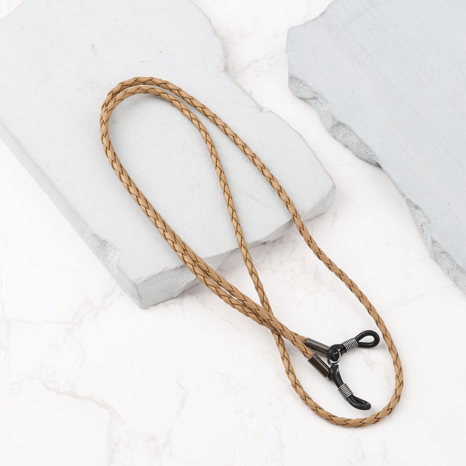 AS Axis Spindleon 2 Pcs Glasses Chain PU Leather Light Brown Hanging Rope 65Cm Suitable for Reading Glasses Sunglasses - Light Brown image number 5