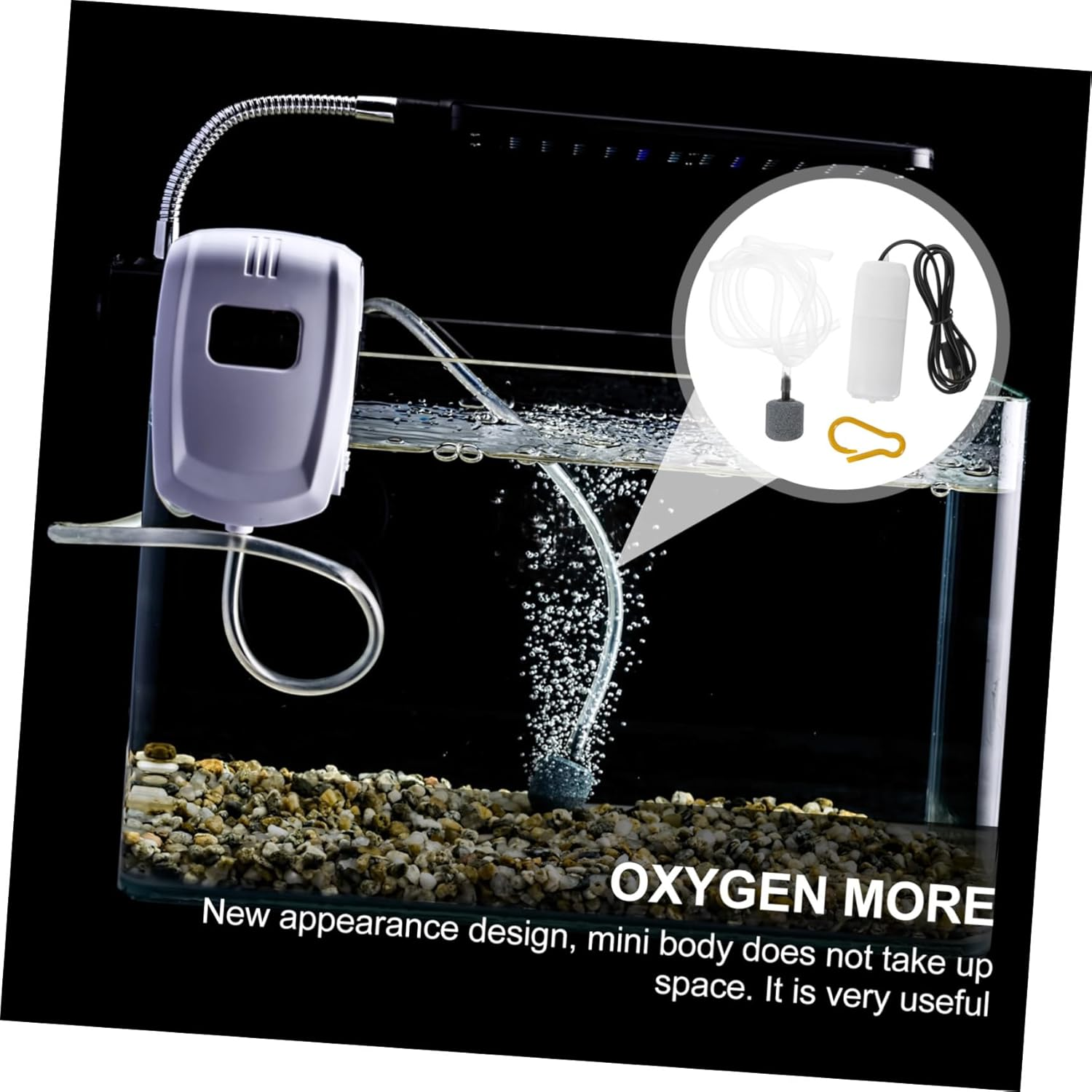 NUOBESTY Mini USB Mute Oxygen Pump for Fish Tank Plastic Aquarium Aerator Compact Air Pump for Home and Outdoor Use Suitable for Various Tank Quiet and Space-Saving Design