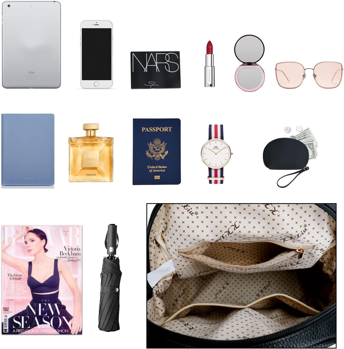 KKXIU Quilted Trendy Leather Backpack Purse for Women Teen Girls Ladies Shoulder Travel Daypacks Bags image number 4