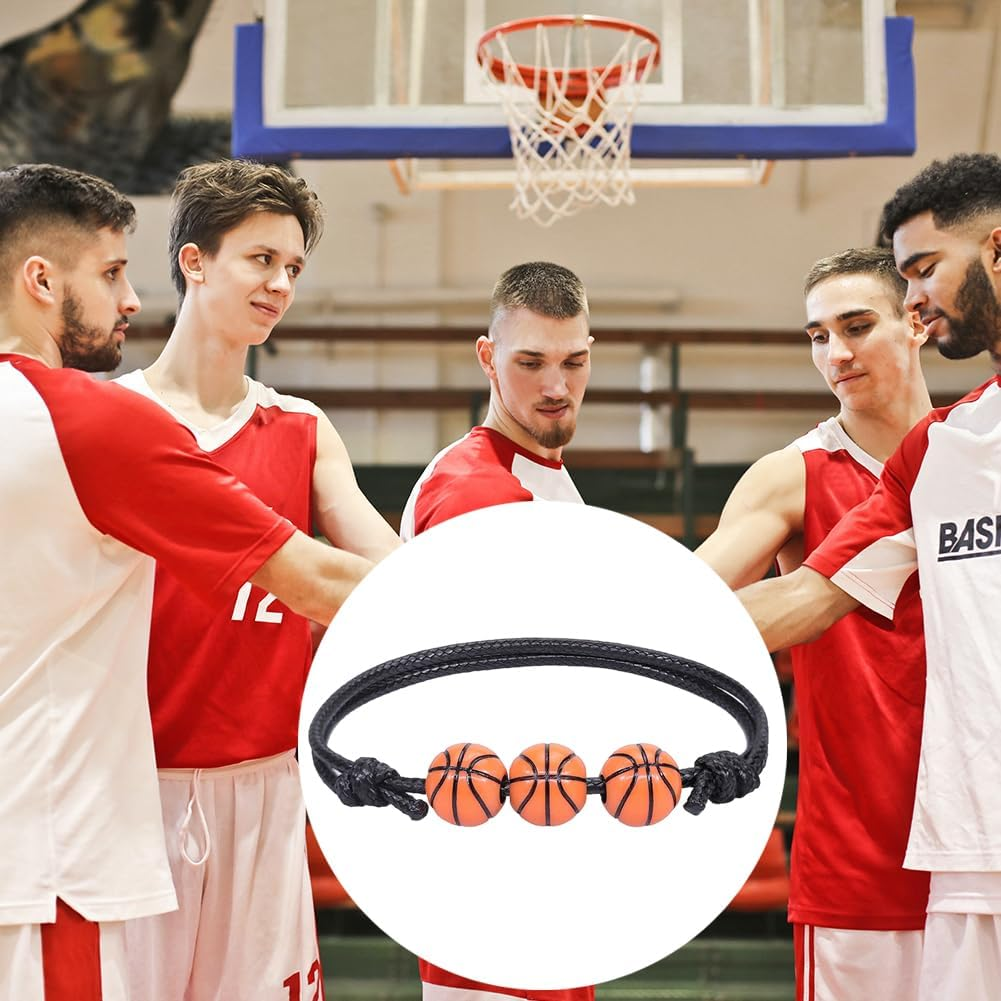 Guqqeuc Basketball Bracelet Sport Theme Bracelets for Women Men Beaded Ball Charm Bracelets for Teammate Basketball Party Favors Christmas Birthday Gifts for Sports Lover 5 Pcs image number 1