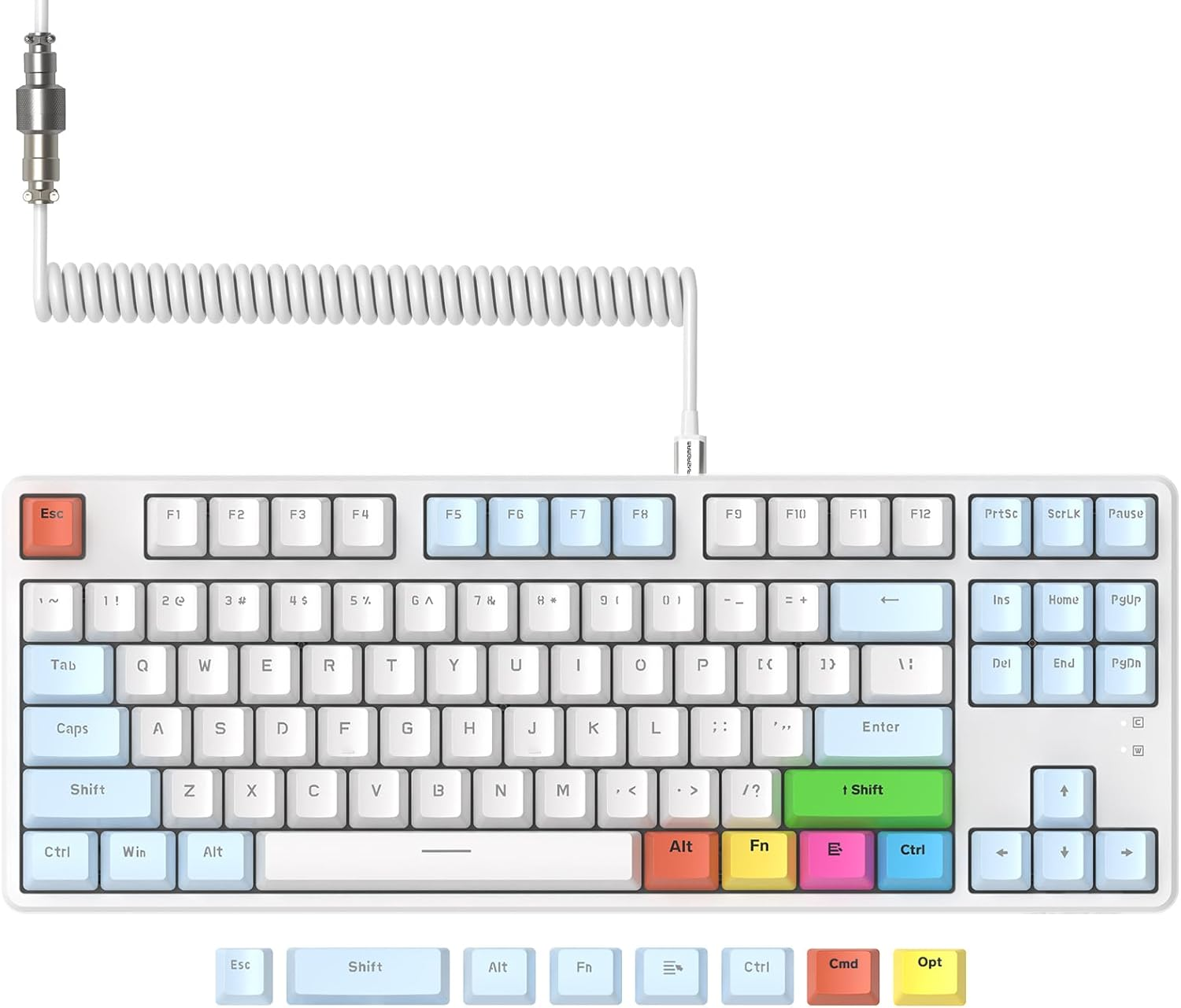 Magic-Refiner AK873 Gaming Keyboard,Hot-Swappable Linear Red Switch,Pbt Keycap,75% TKL Layout,Rainbow Backlit,Ergonomic Mechanical Keyboard with Custom Coiled Usb/Type-C Aviation Cable(Orange Gray)