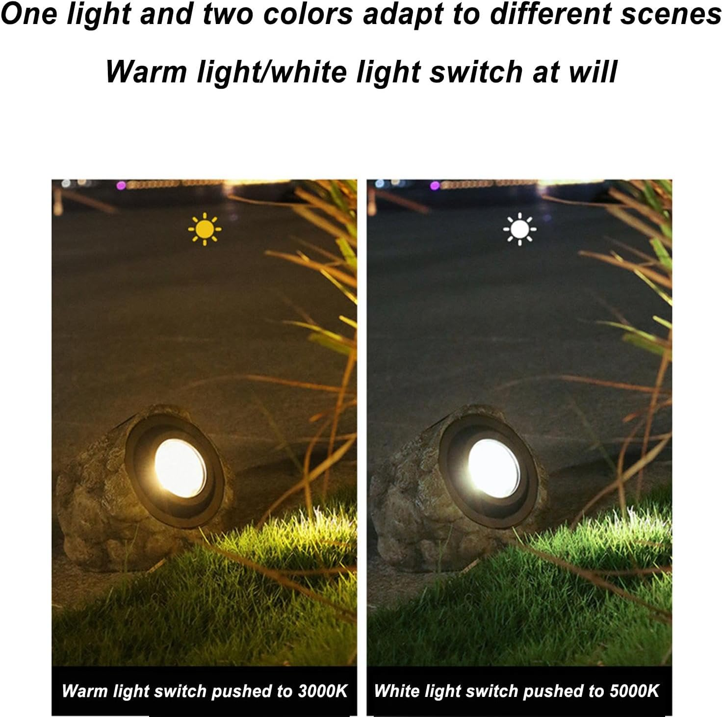 Solar Spotlight Outdoor Rock - Outdoor Solar Spot Garden Lights - Garden Decoration, Waterproof Solar Landscape Lighting for Yard Lawn Patio Pathway - Dark Grey image number 4