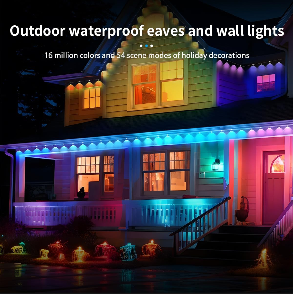 Permanent Outdoor Lights - 49Ft Smart RGB Outdoor Lights, Strips Waterproof Outdoor IP68 outside LED Eaves Lights with App Control,Music Sync Strip Lights for Eave, Roof, Party,Garde,Room Decor image number 6