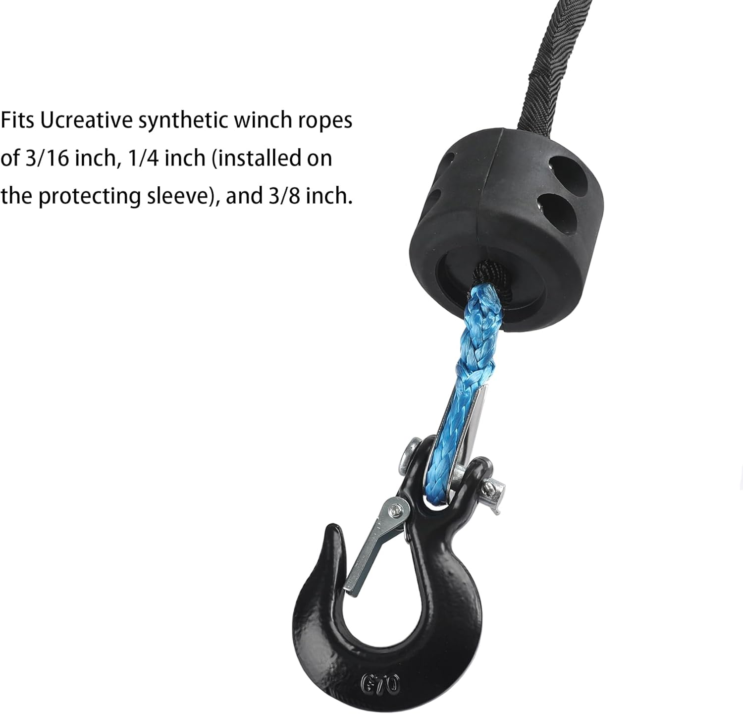 Ucreative Black Rubber Winch Hook Stopper with Allen Wrench for ATV UTV Winch image number 2