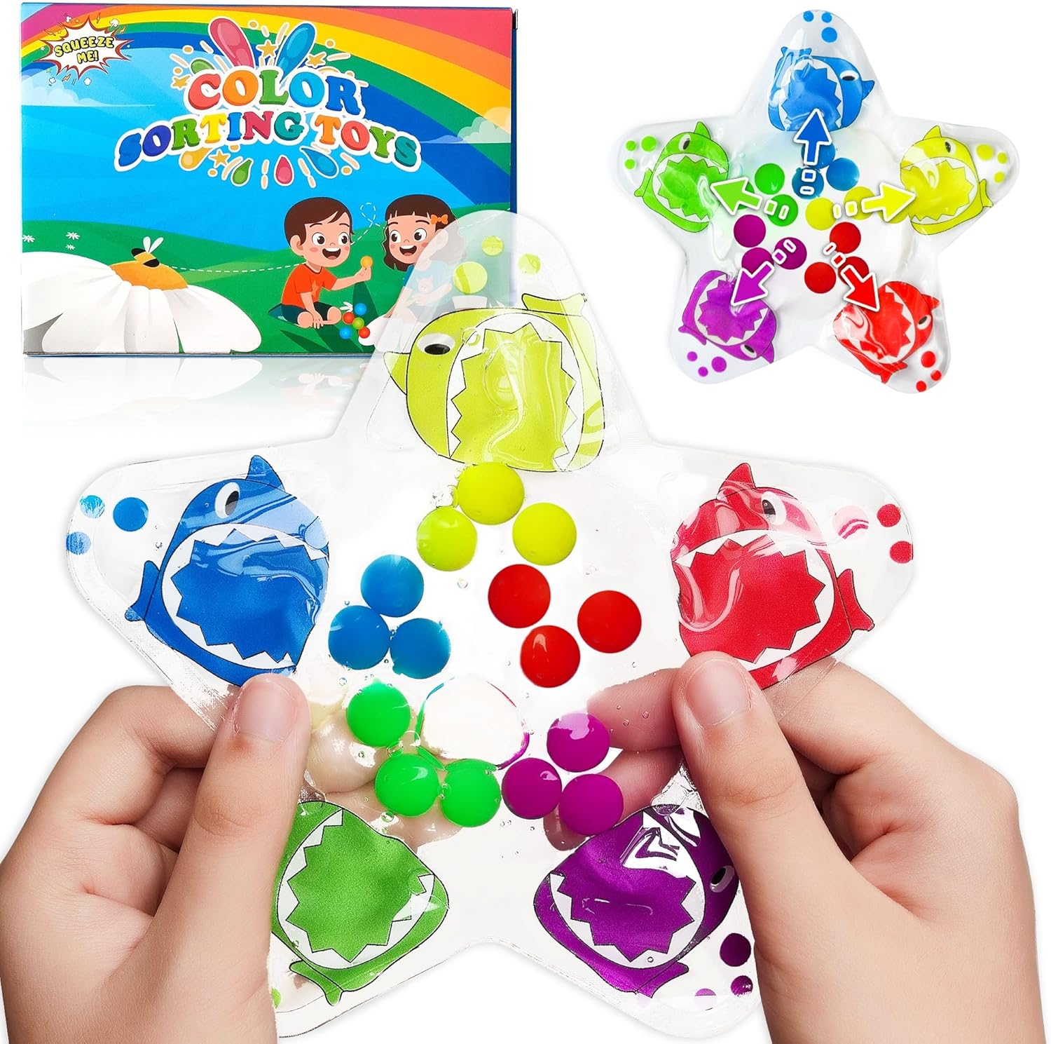 Colour Sorting Toys Sensory Toy - Squishy Shark Sensory Fidget Autism Toy for Toddlers, Calm down Color Matching Toy Preschool Learning Activity Educational Montessori Toys for Kids Boys Girls Gifts image number 2