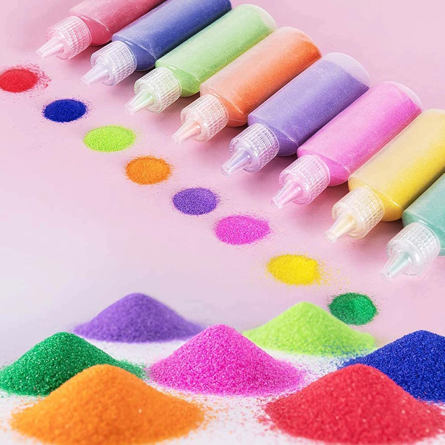 Yayatty Art Sand Kit, 24 Color Sand Art Bottles, Colored Sand Bottles, Sand Arts and Crafts Kit for Painting and Crafts, DIY Drawing, Decor and Collection Sand Bottles (24 Multicolour) image number 2