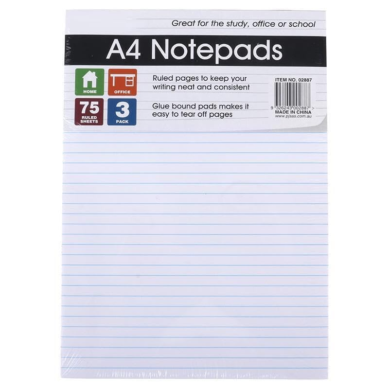 LEDON Office Legal Pads Ruled 3Pk, A4 Size Writing Note Pads, Lined Notepad Notebook Paper for Business, School, College, Office image number 1
