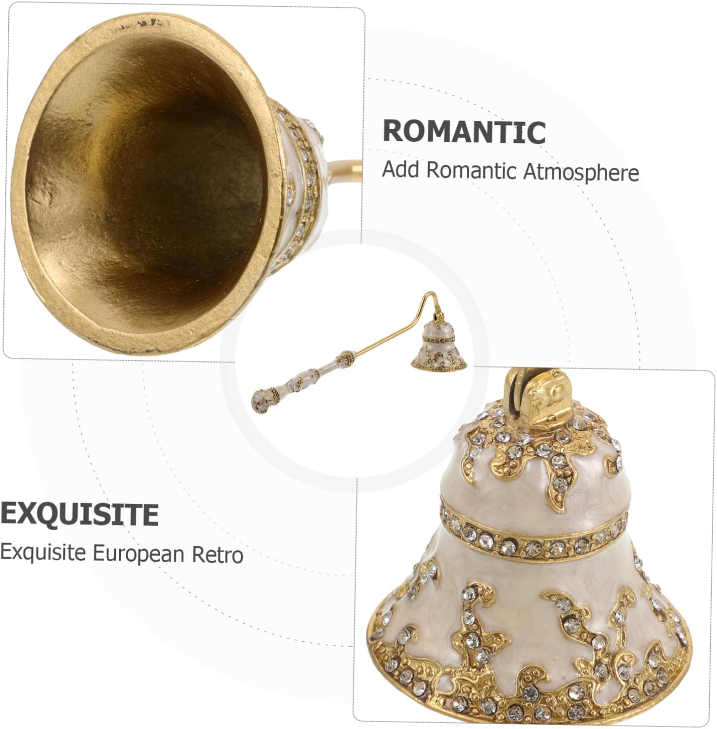 PLAFOPE Vintage Metal Candle Snuffer Decorative Wick Extinguisher for Candles Light Long Handle Flame Extinguisher Tool image number 2