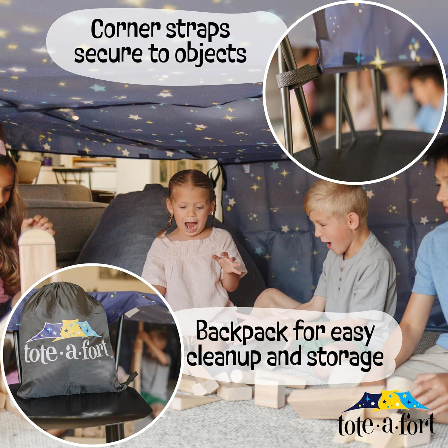 TOTEAFORT Starry Original Blanket Fort Building Kit for Kids Ages 4-12 - Portable Playhouse Play Tent Fort - Unisex Children image number 1