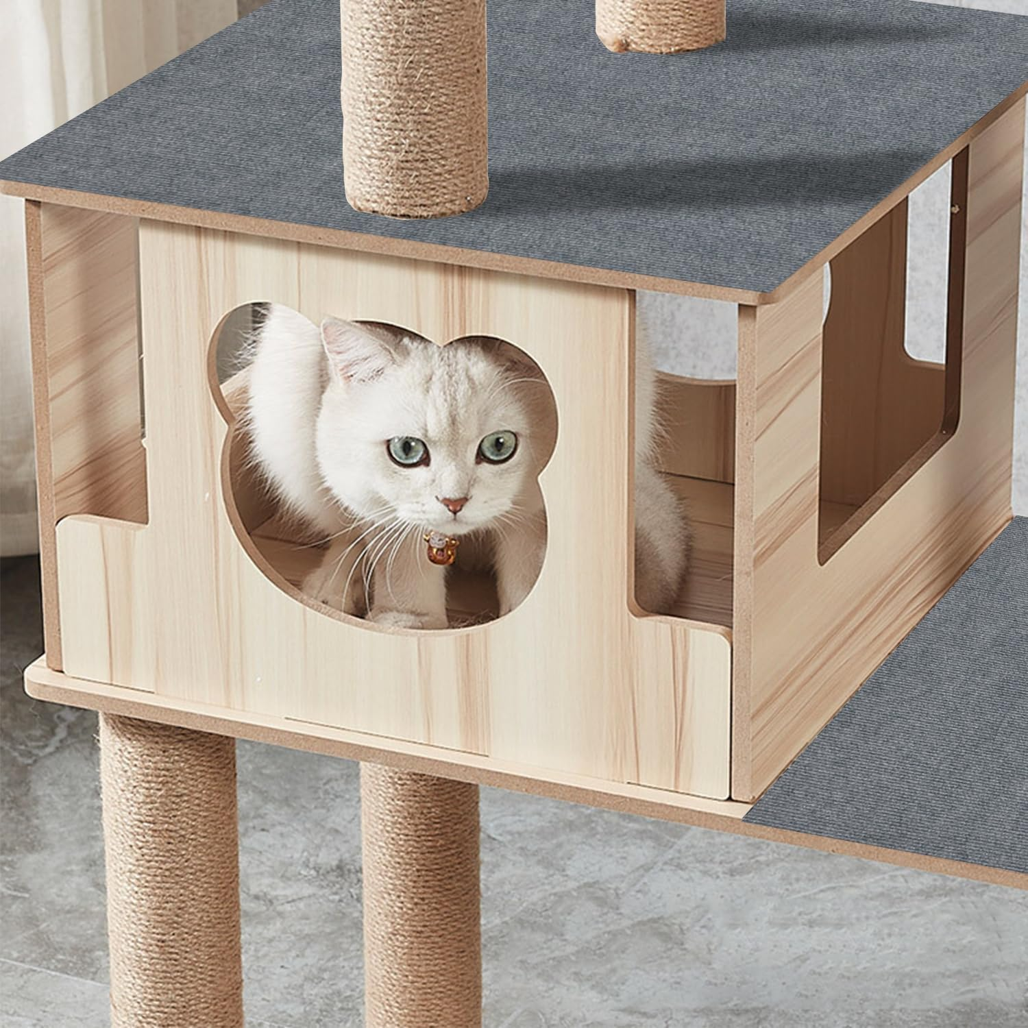 Large Cat Scratching Mat, 78.7"X15.8" Trimmable Cat Scratching Post Carpet Covered, Durable Cat Tree Replacement, Self-Adhesive Couch Protector, Shelf Shelves Steps Furniture DIY Protector (Grey, 1) image number 4