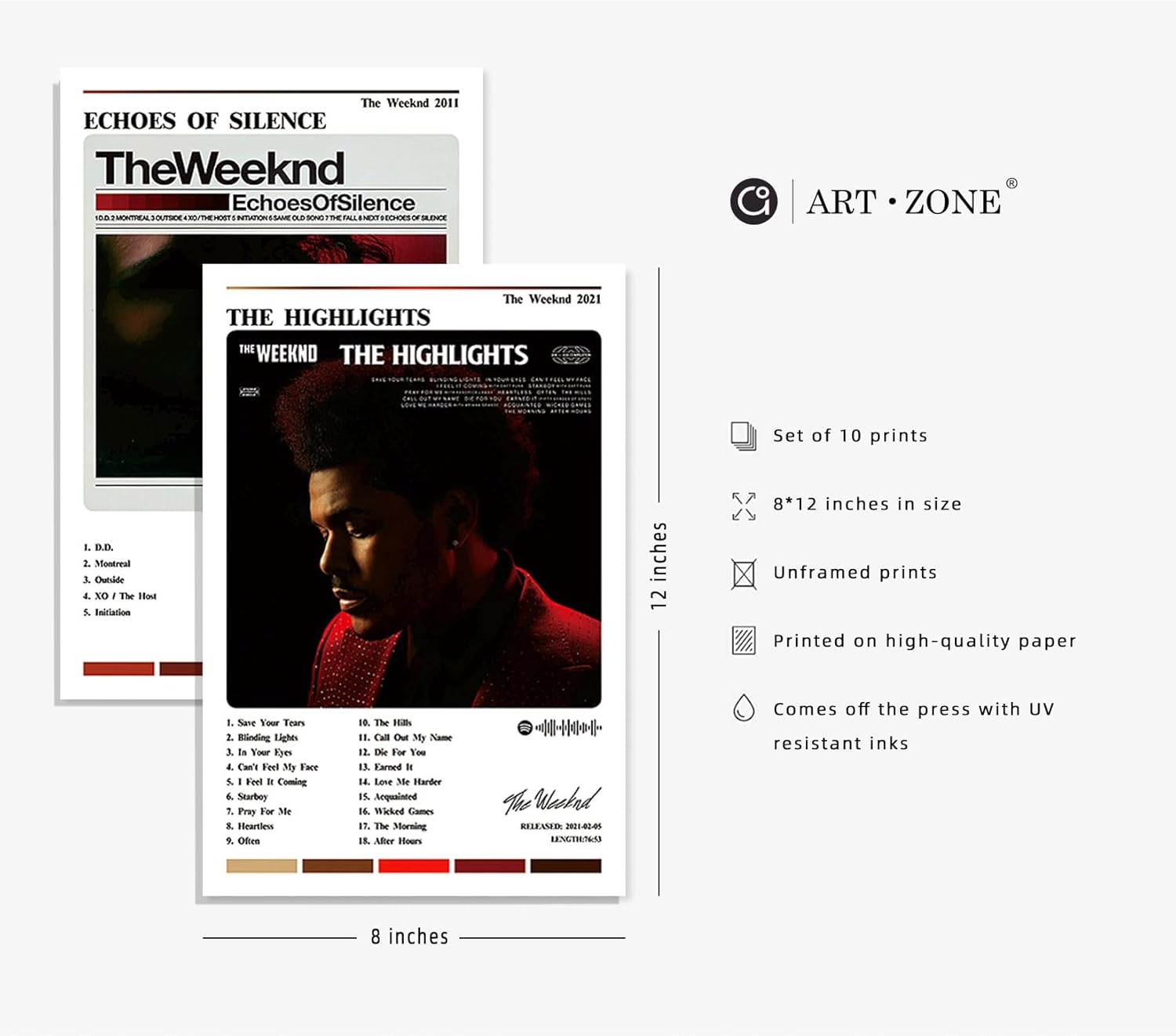 The Weeknd Album Cover Posters (10 Pcs 8X12 Inch) Paper Prints Unframed Poster, Wall Art for Room Decor Aesthetic Bedroom image number 4
