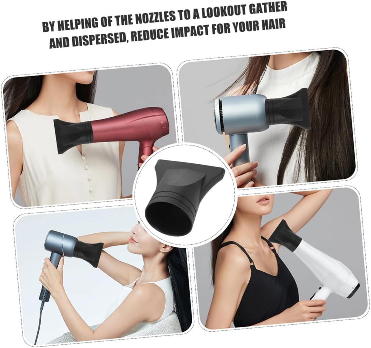 CIYODO 4Pcs Narrow Nozzle Hair Dryer Attachment High Temperature Resistant Blow Dryer Concentrator Replacement Fast Uniform Airflow for Smoother Shinier Hair Easy to Install image number 3